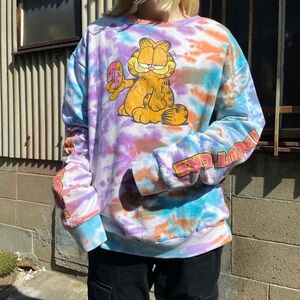 Garfield Tie-Dye Oversized Sweatshirt Vintage Inspired sz L